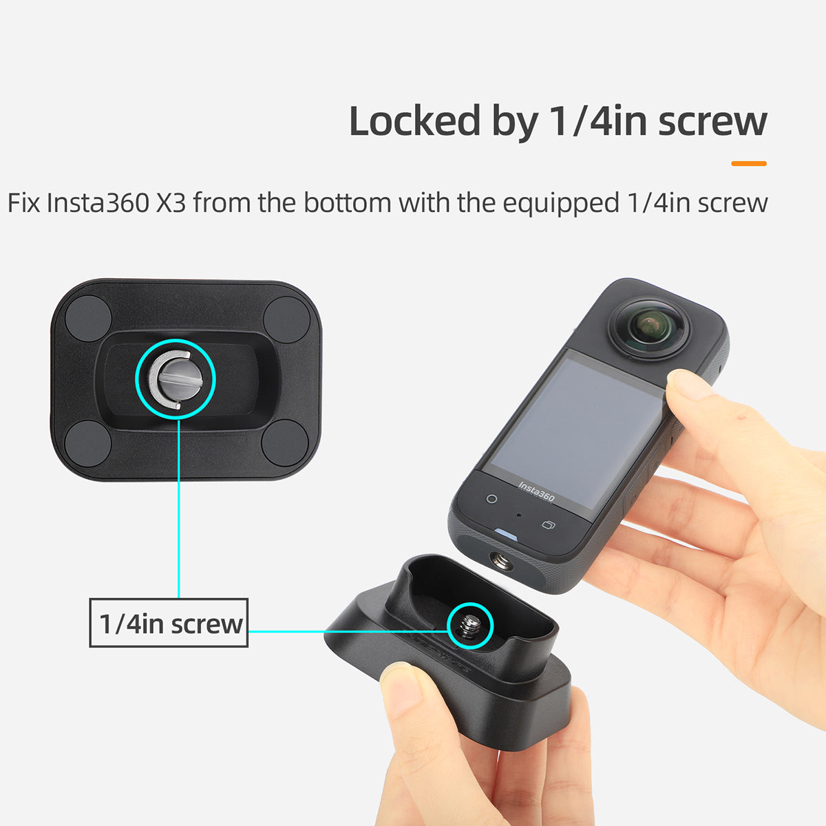 Uniqkart IST-DZ493 Desktop Stand Base for Insta360 X3 Camera, Anti-slip Panoramic Camera Accessories Bottom Base with 1 / 4 Inch Screw Adapter