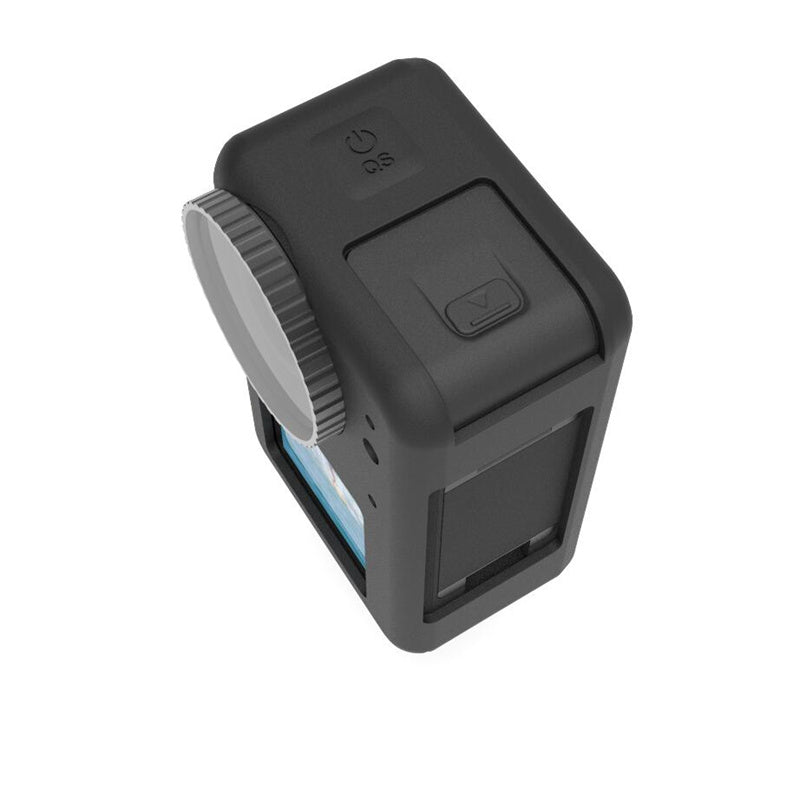 Uniqkart for DJI Osmo Action3 Silicone Case Camera Anti-drop Protective Sleeve with Lens Cover - Black