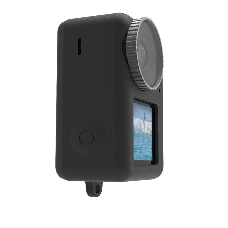 Uniqkart for DJI Osmo Action3 Silicone Case Camera Anti-drop Protective Sleeve with Lens Cover - Black