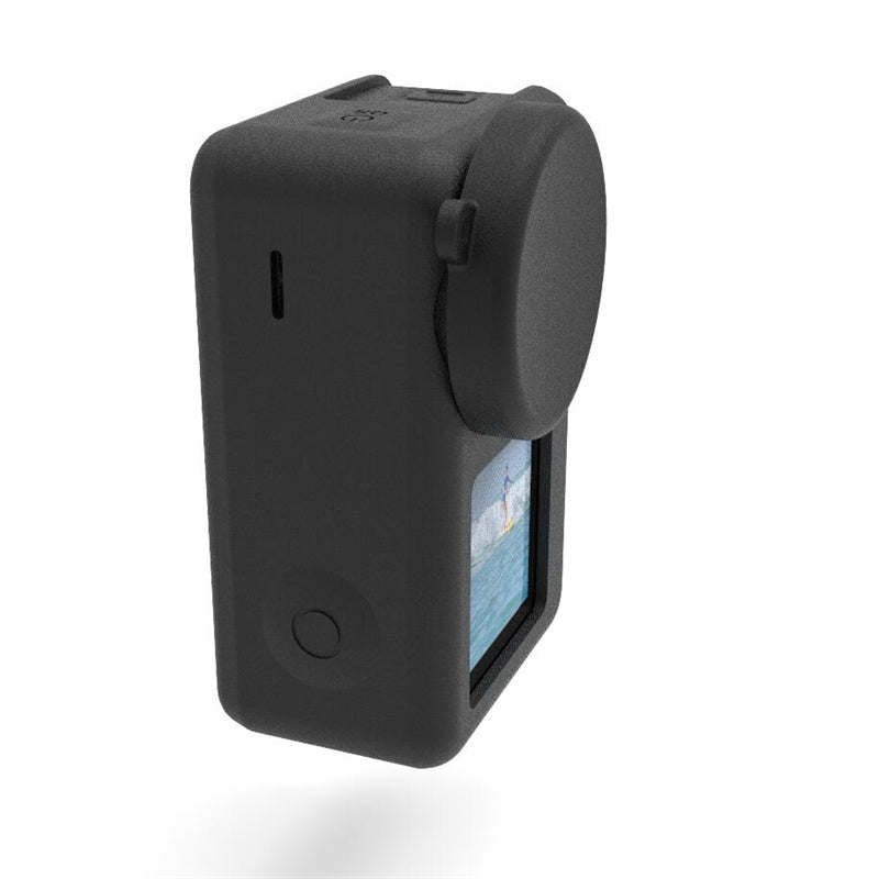 Uniqkart for DJI Osmo Action3 Silicone Case Camera Anti-drop Protective Sleeve with Lens Cover - Black