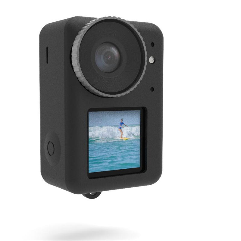 Uniqkart for DJI Osmo Action3 Silicone Case Camera Anti-drop Protective Sleeve with Lens Cover - Black