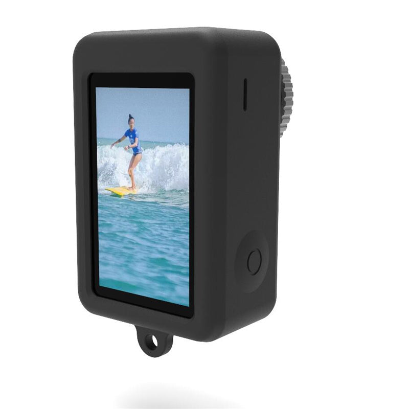 Uniqkart for DJI Osmo Action3 Silicone Case Camera Anti-drop Protective Sleeve with Lens Cover - Black