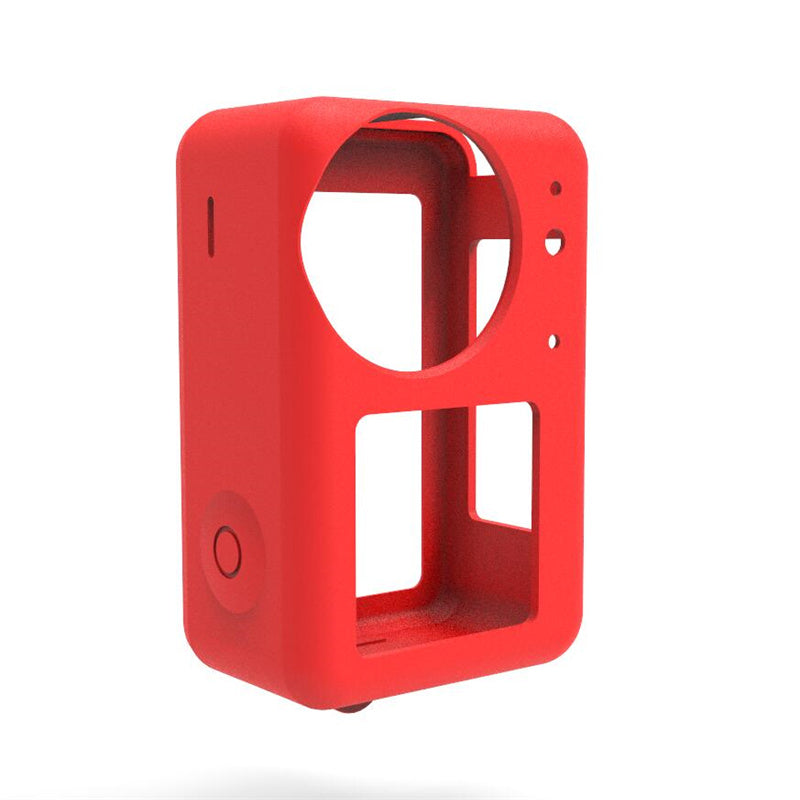Uniqkart for DJI Osmo Action3 Silicone Case Camera Anti-drop Protective Sleeve with Lens Cover - Red