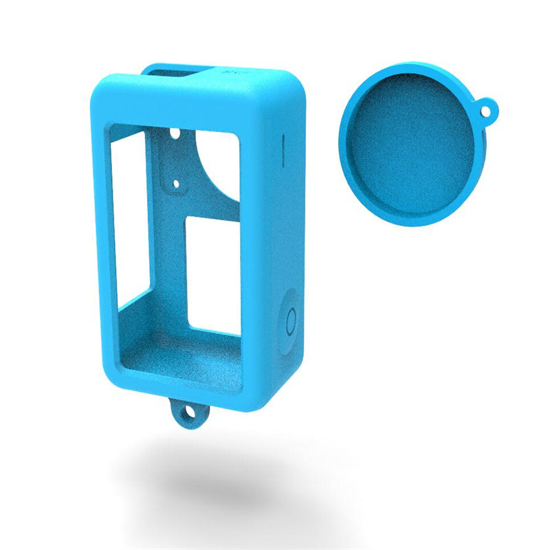 Uniqkart for DJI Osmo Action3 Silicone Case Camera Anti-drop Protective Sleeve with Lens Cover - Blue
