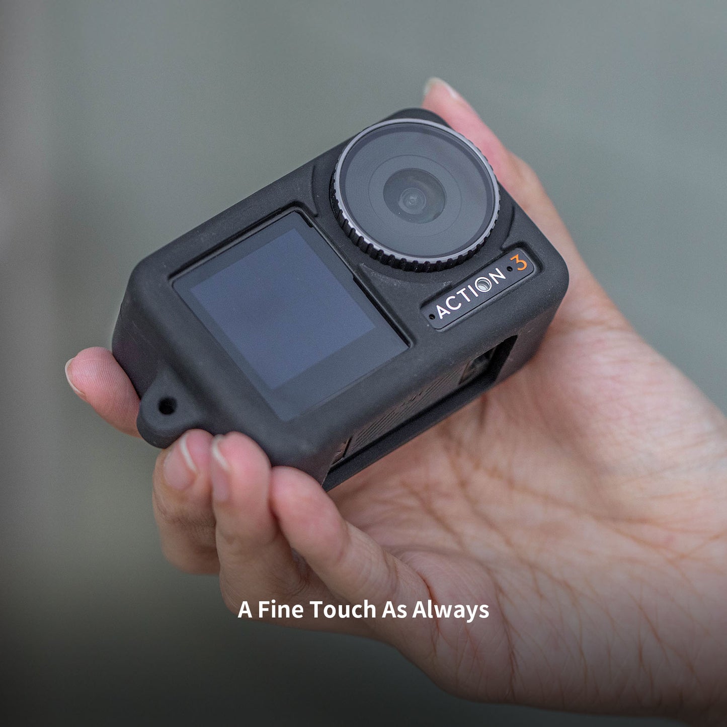 P-32C-030 For DJI Osmo Action 3 Camera Protective Case Soft Silicone Sleeve with Lens Cover and Lanyard