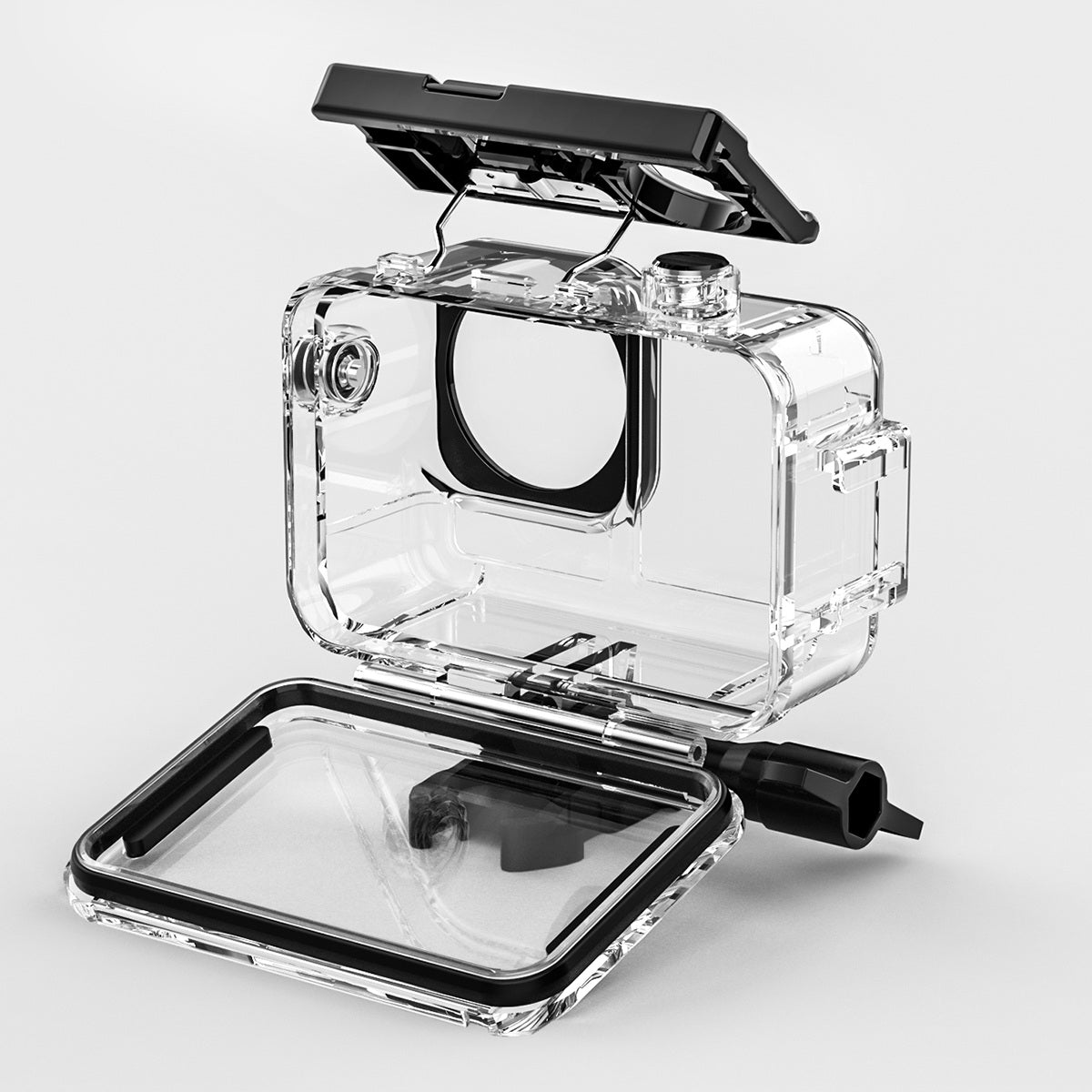 FLW389 Waterproof Case for DJI Action 3 Water Resistant Anti-Scratch Protective Case with Cold Shoe Interface for Fill Light, Dive Light, Microphone