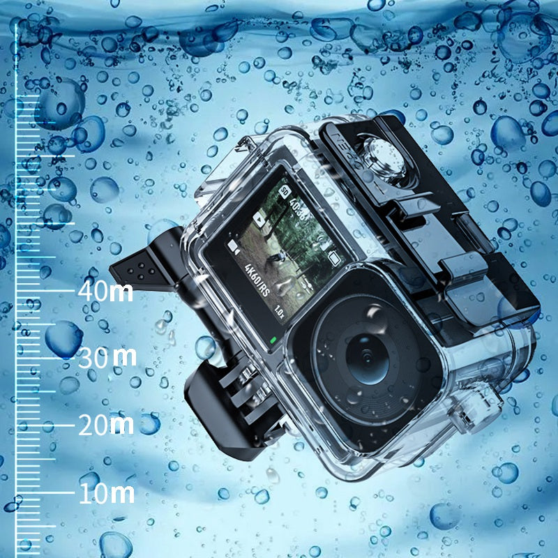 FLW389 Waterproof Case for DJI Action 3 Water Resistant Anti-Scratch Protective Case with Cold Shoe Interface for Fill Light, Dive Light, Microphone