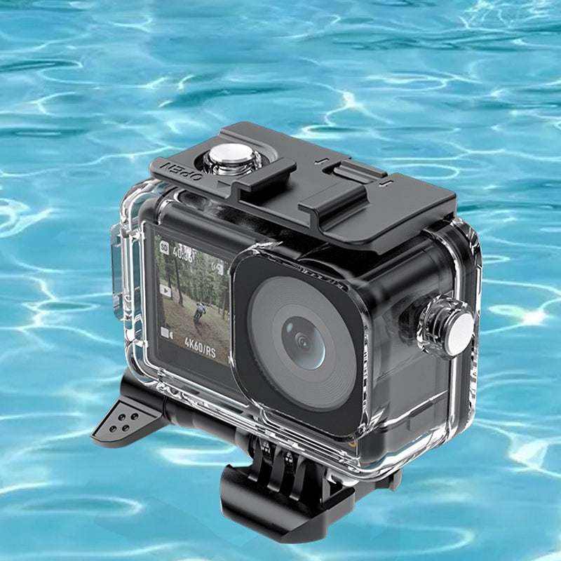 FLW389 Waterproof Case for DJI Action 3 Water Resistant Anti-Scratch Protective Case with Cold Shoe Interface for Fill Light, Dive Light, Microphone