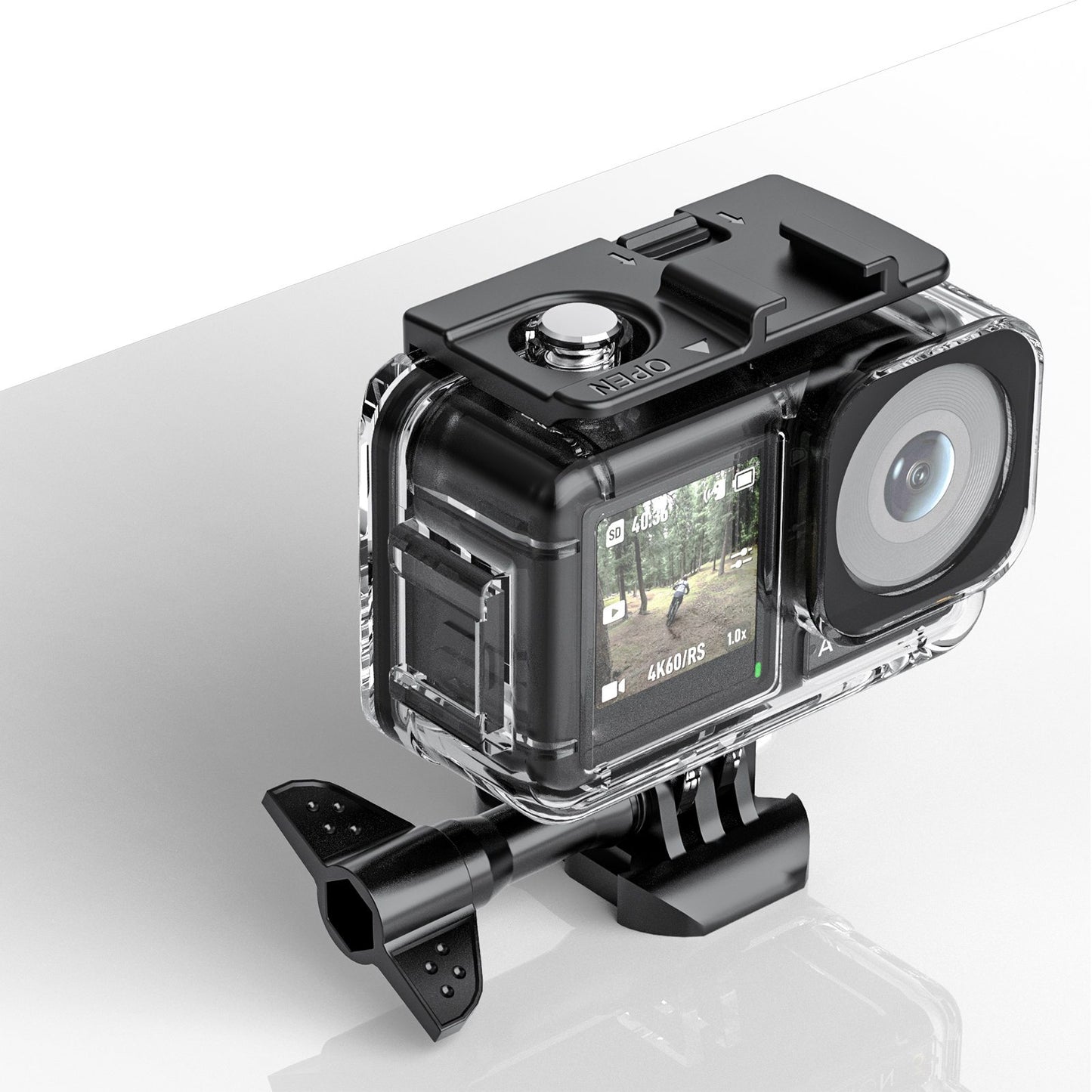 FLW389 Waterproof Case for DJI Action 3 Water Resistant Anti-Scratch Protective Case with Cold Shoe Interface for Fill Light, Dive Light, Microphone