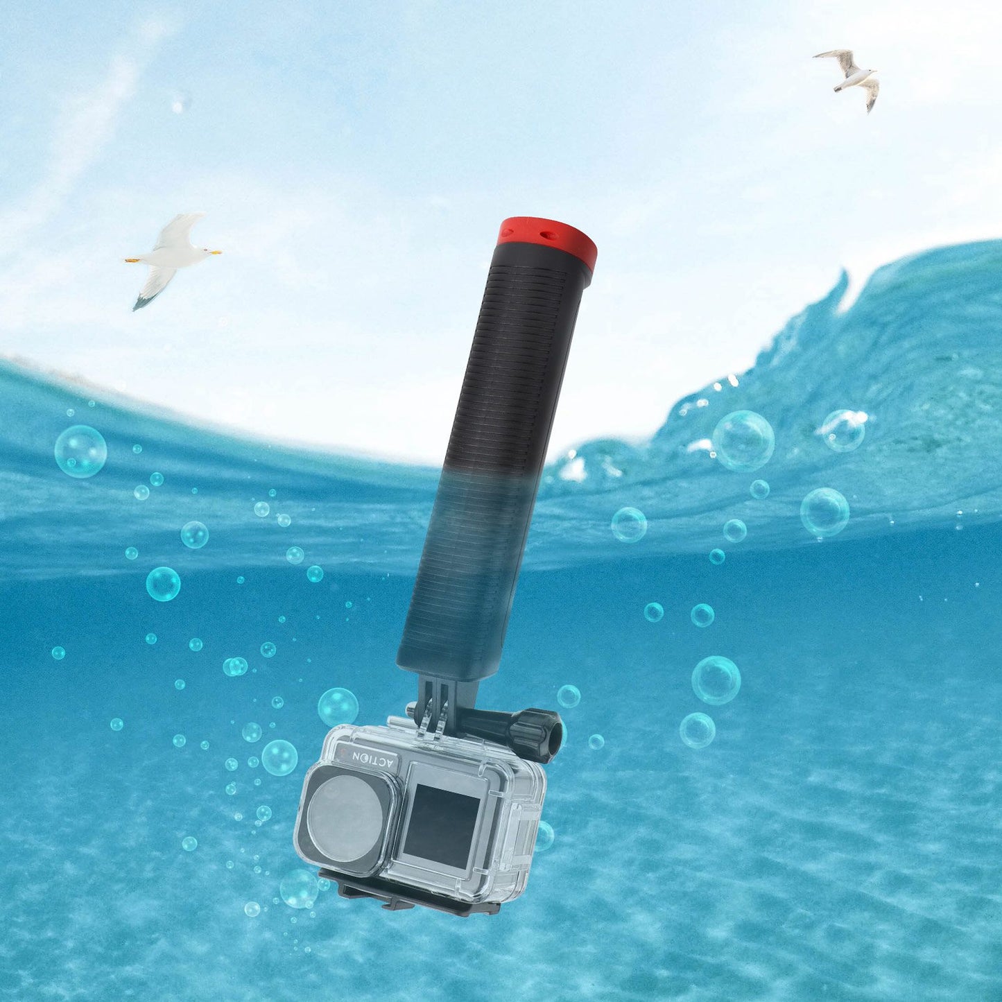 Uniqkart OA3-FS519 Waterproof Case for DJI OSMO Action 3 Camera Protective Case Anti-Drop Housing Shell for Underwater Diving Photography