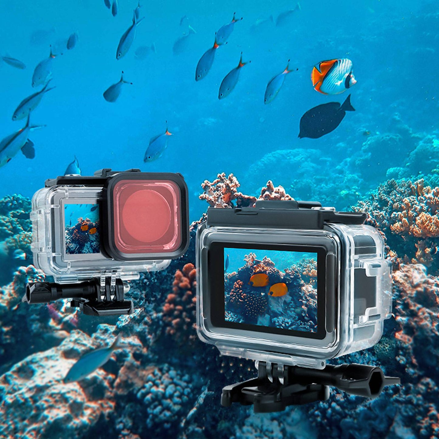 Uniqkart OA3-FS519 Waterproof Case for DJI OSMO Action 3 Camera Protective Case Anti-Drop Housing Shell for Underwater Diving Photography