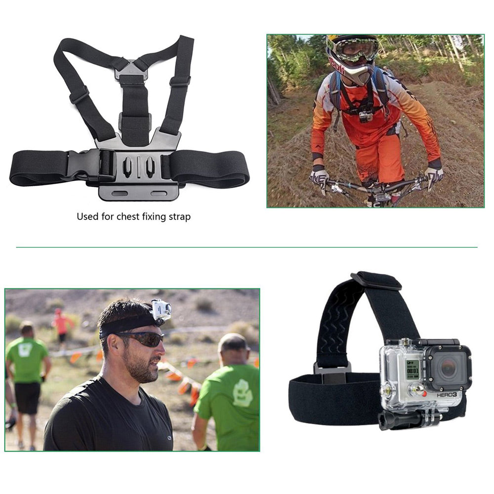 AT435+AT03 For GoPro Accessories Kit Outdoor Accessories Set with Headstrap, Chest Strap, Helmet Mount, Monopod and More