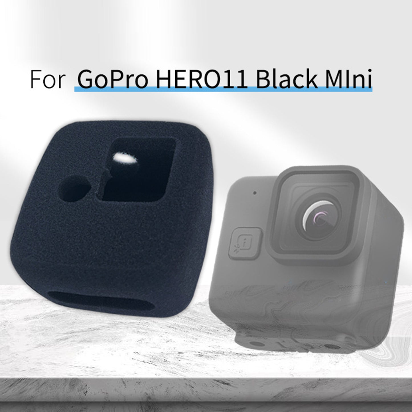 Uniqkart for GoPro Hero 11 Black Mini Windproof Cover Action Camera Sponge Windscreen Case