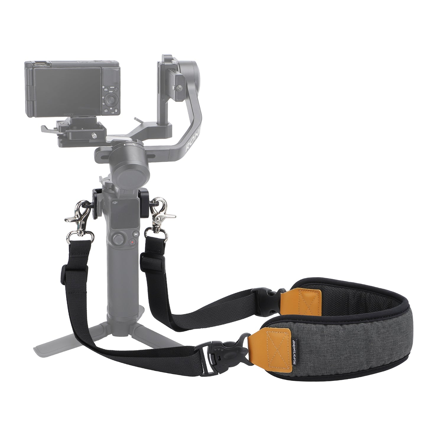 Uniqkart RO-GS560 For DJI RS 3 Mini Gimbal Camera Stabilizer Dual Metal Hook+Adjustable Neck Lanyard Shoulder Strap
