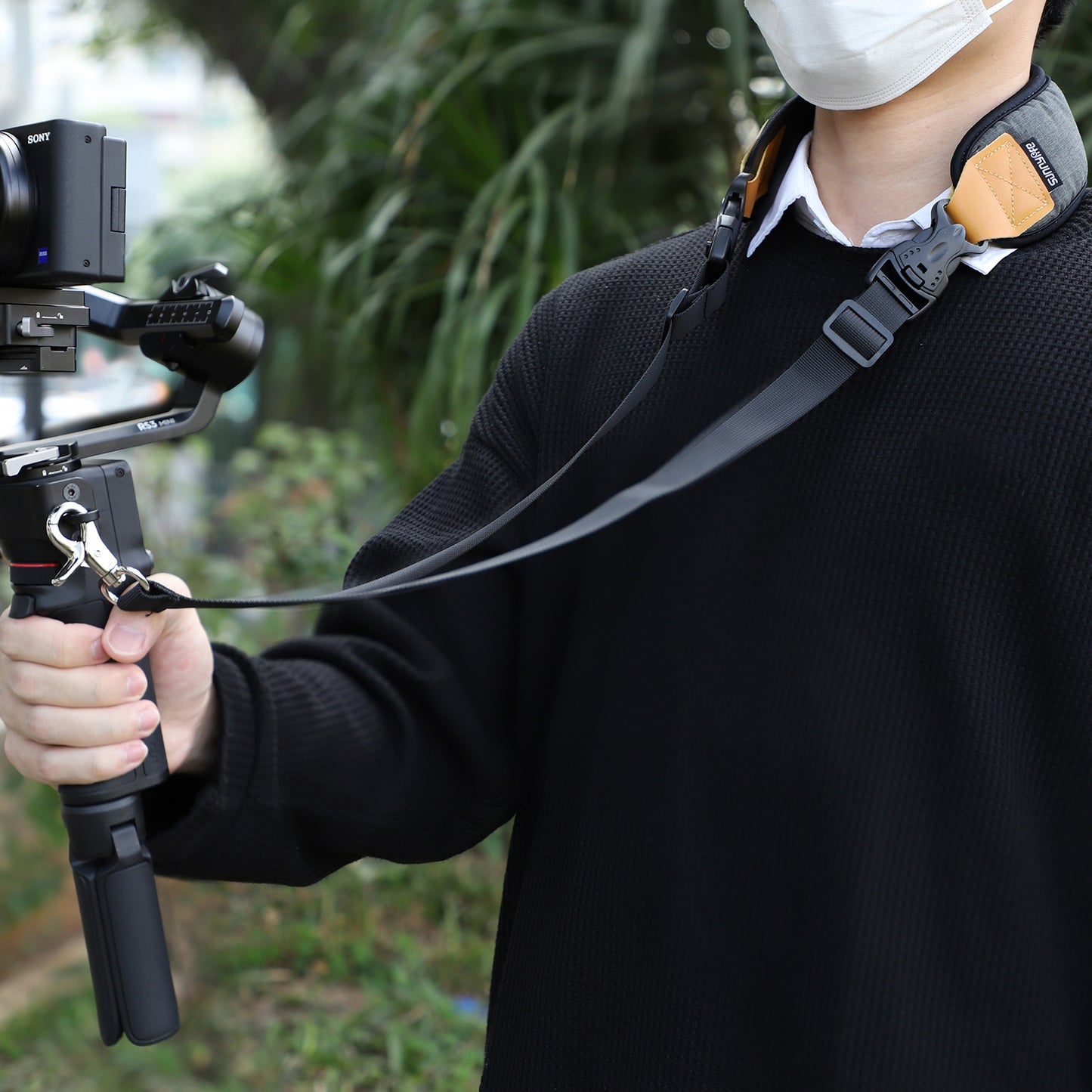 Uniqkart RO-GS560 For DJI RS 3 Mini Gimbal Camera Stabilizer Dual Metal Hook+Adjustable Neck Lanyard Shoulder Strap