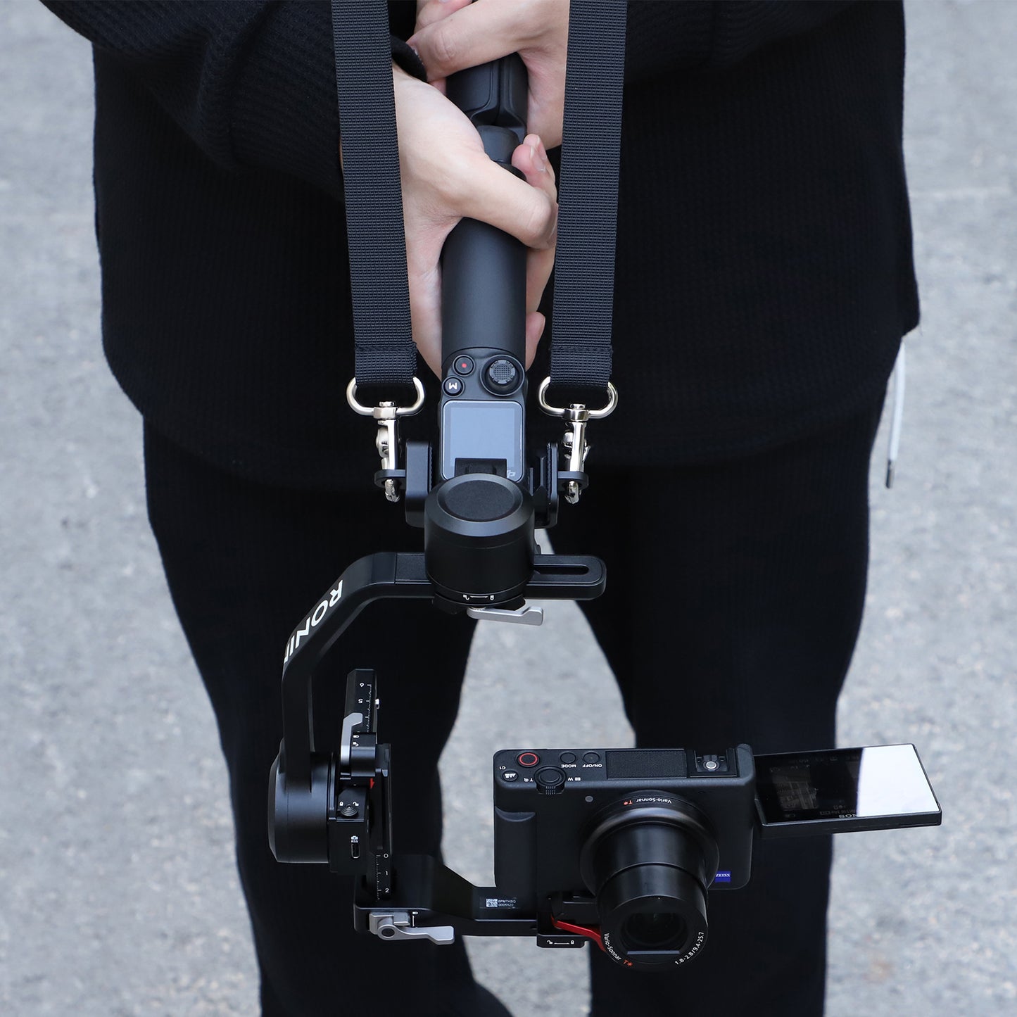 Uniqkart RO-GS560 For DJI RS 3 Mini Gimbal Camera Stabilizer Dual Metal Hook+Adjustable Neck Lanyard Shoulder Strap