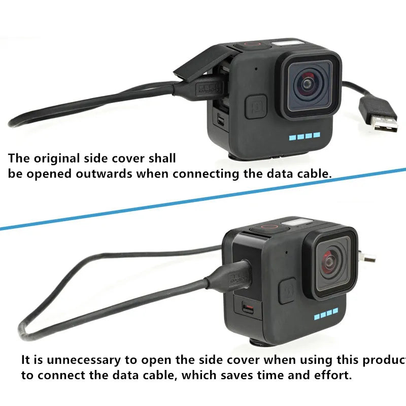 Uniqkart for GoPro Hero 11 Black Mini Camera Battery Cover Side Door Lid Uniqkart for Easy Passing Through Charging Cable