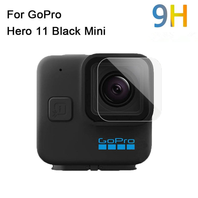 Uniqkart for GoPro Hero 11 Black Mini Silicone Protective Cover Action Camera Anti-collision Case with Tempered Glass Lens Film - Black