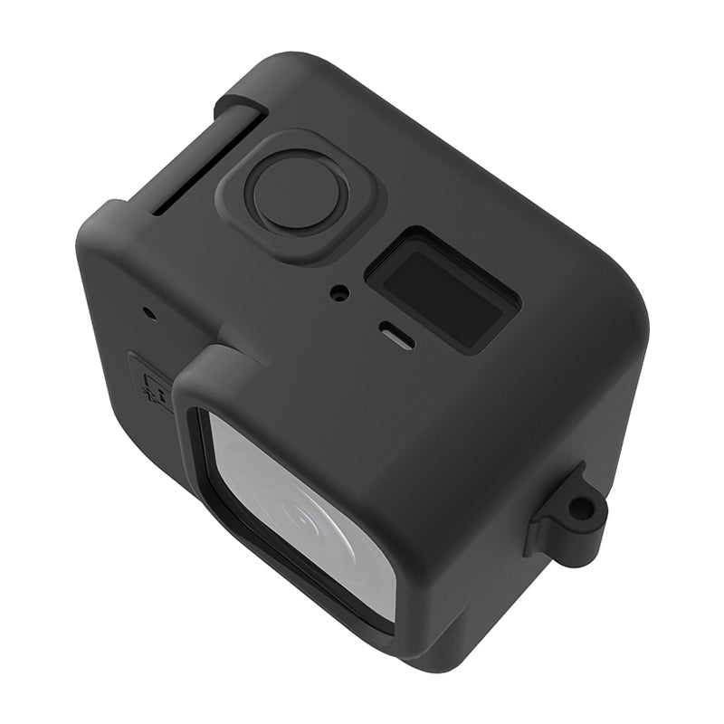 Uniqkart for GoPro Hero 11 Black Mini Silicone Protective Cover Action Camera Anti-collision Case with Tempered Glass Lens Film - Black