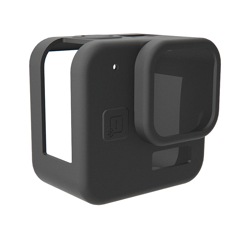Uniqkart for GoPro Hero 11 Black Mini Silicone Protective Cover Action Camera Anti-collision Case with Tempered Glass Lens Film - Black