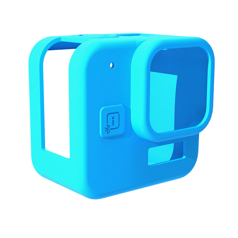 Uniqkart for GoPro Hero 11 Black Mini Silicone Protective Cover Action Camera Anti-collision Case with Tempered Glass Lens Film - Blue
