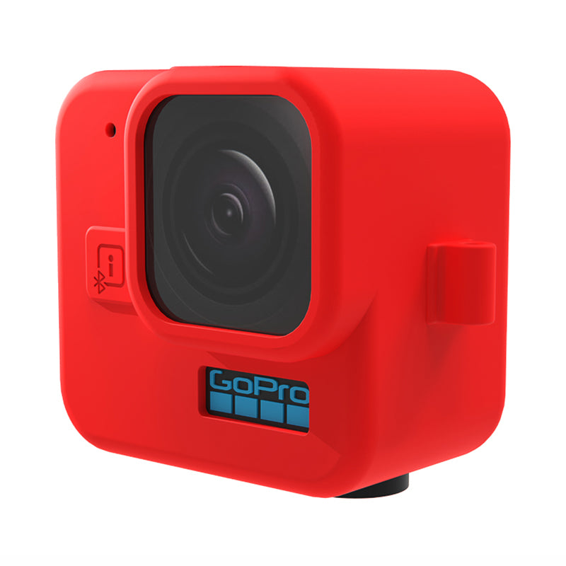 Uniqkart for GoPro Hero 11 Black Mini Silicone Protective Cover Action Camera Anti-collision Case with Tempered Glass Lens Film - Red