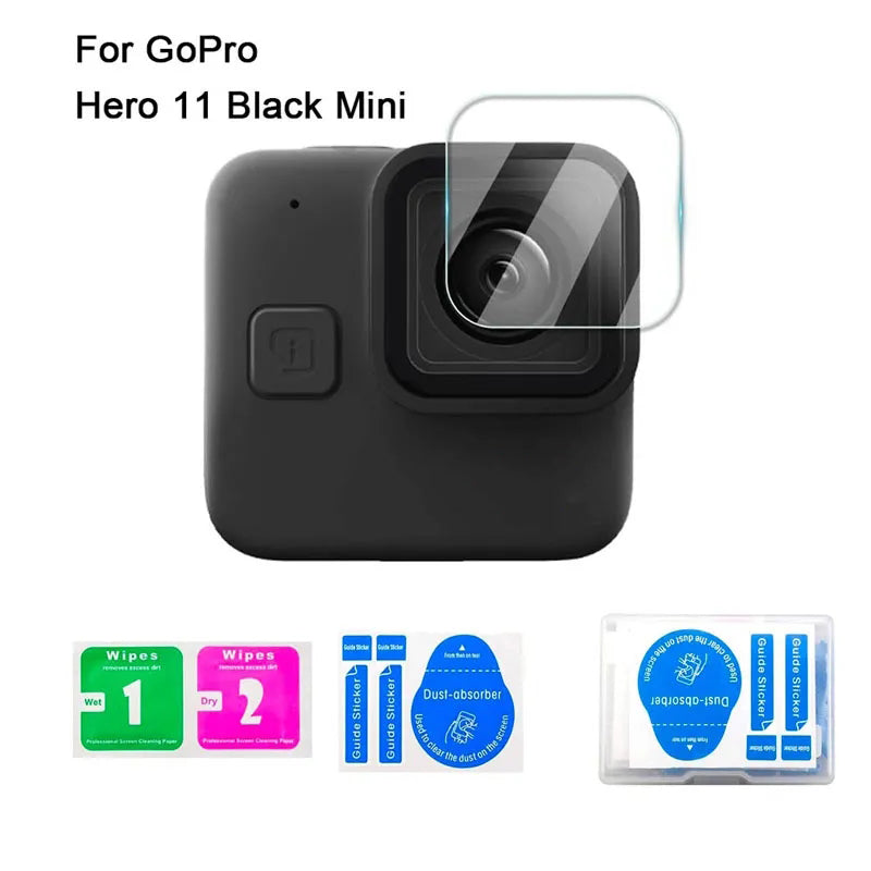 Uniqkart for GoPro Hero 11 Black Mini Action Camera Lens Tempered Glass Film Explosion-proof Lens Protector