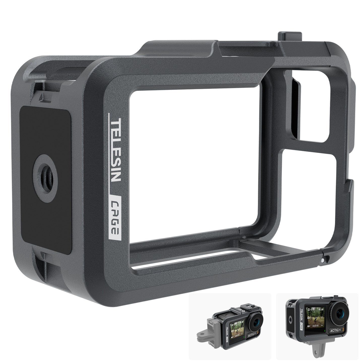 Uniqkart OA-FMS-004 For DJI Action3 Metal Combo Cage with Dual Cold Shoe Mount