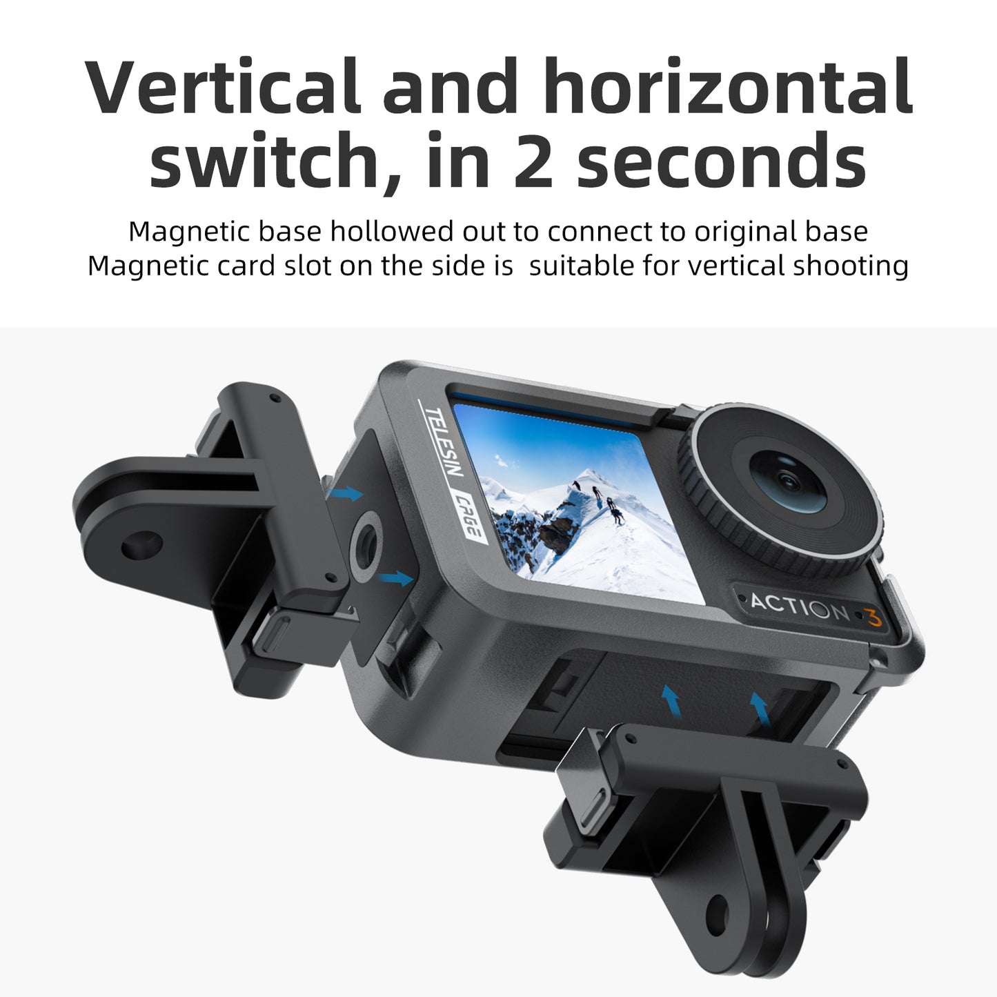 Uniqkart OA-FMS-004 For DJI Action3 Metal Combo Cage with Dual Cold Shoe Mount