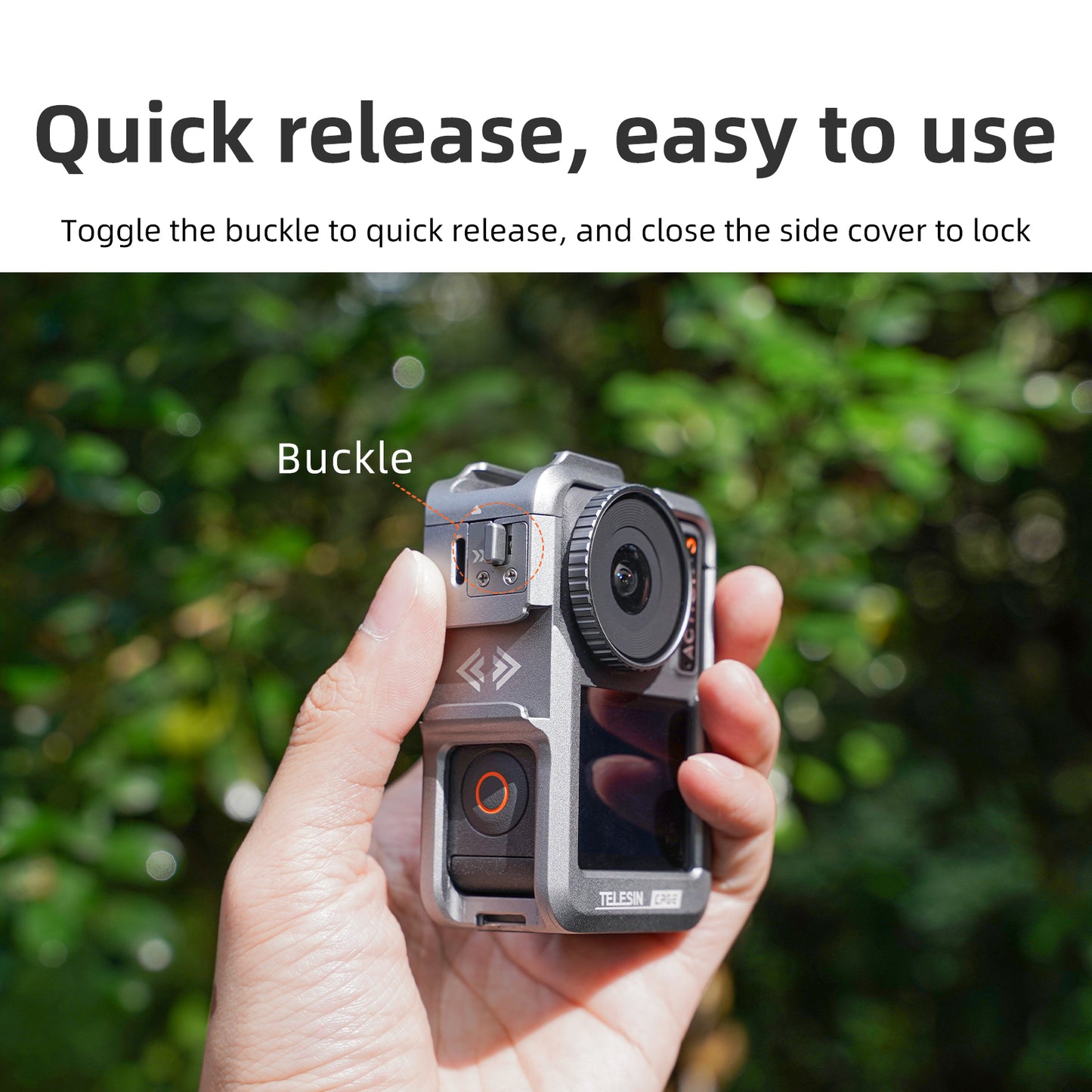 Uniqkart OA-FMS-004 For DJI Action3 Metal Combo Cage with Dual Cold Shoe Mount