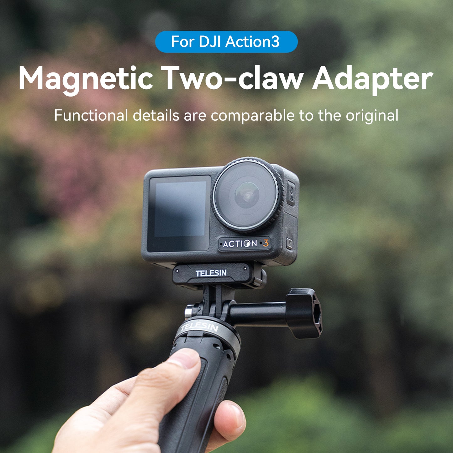 Uniqkart OA-TPM-T04 For DJI Action 3 Nylon+Aluminium Alloy Magnetic Two Claw Camera Adapter