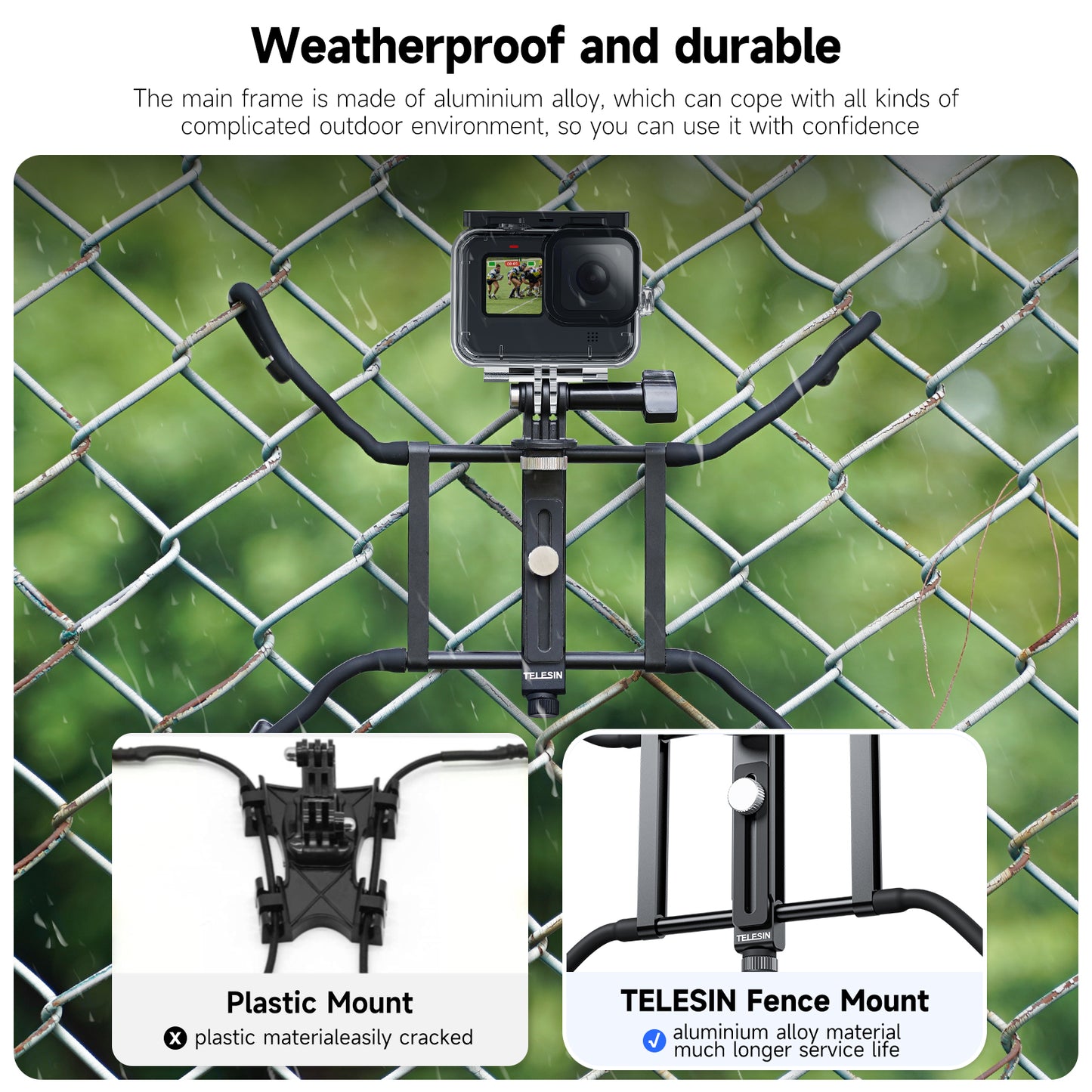 Uniqkart TE-FM-001 Aluminum Alloy Action Camera Hanging Net Bracket with Phone Clip