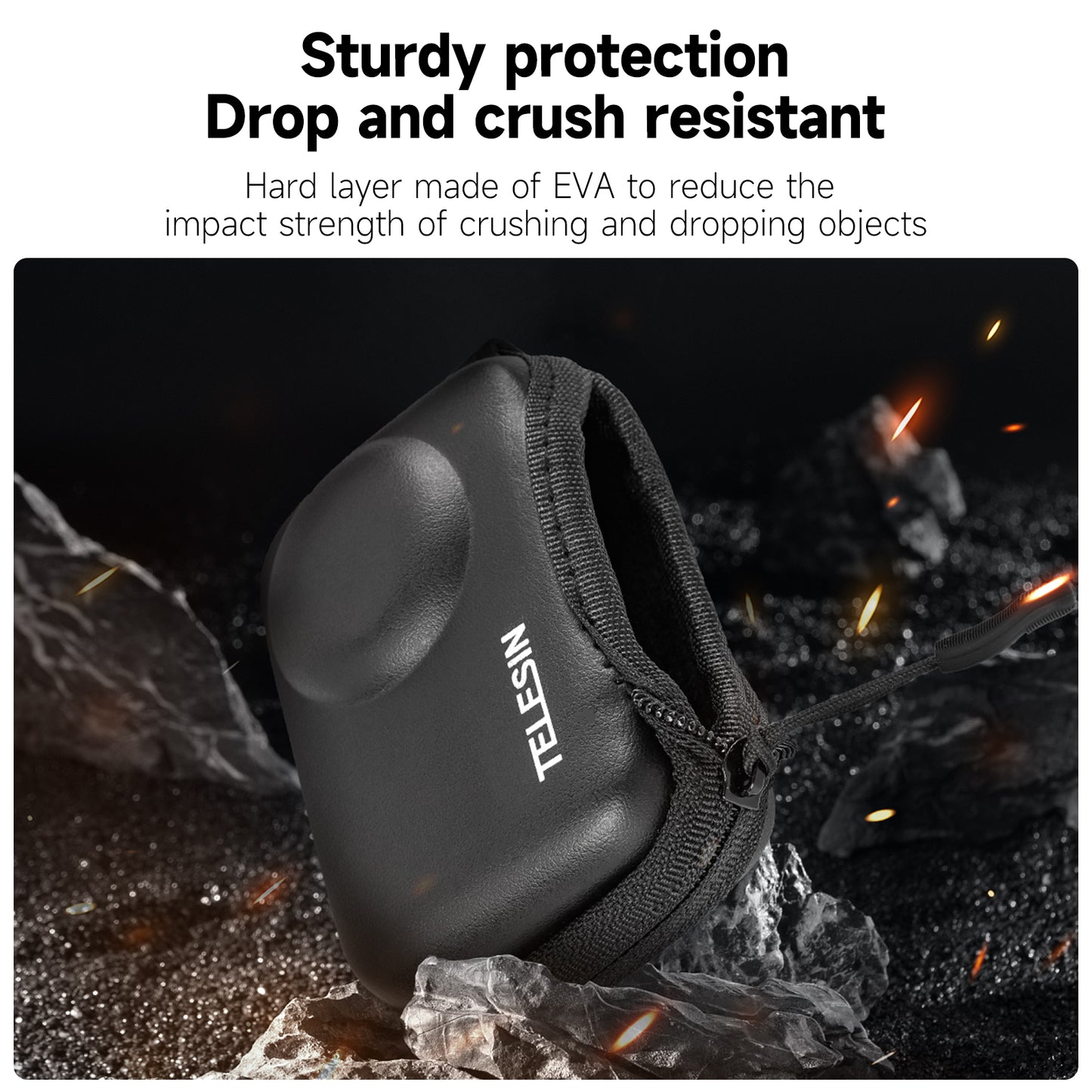 Uniqkart OA-BAG-002 For DJI Osmo Action3 PU Leather+EVA Storage Protection Bag with Half Open Zip