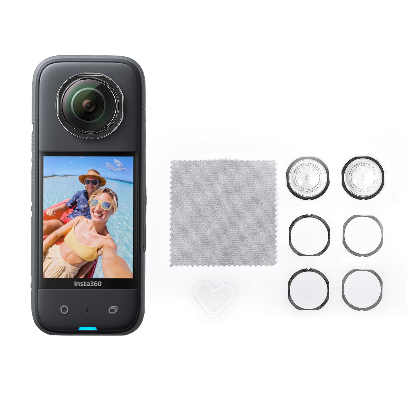 Uniqkart 1114560 For Insta360 X3 Front + Rear Camera Lens Guard Anti-scratch Clear PC Protective Cover
