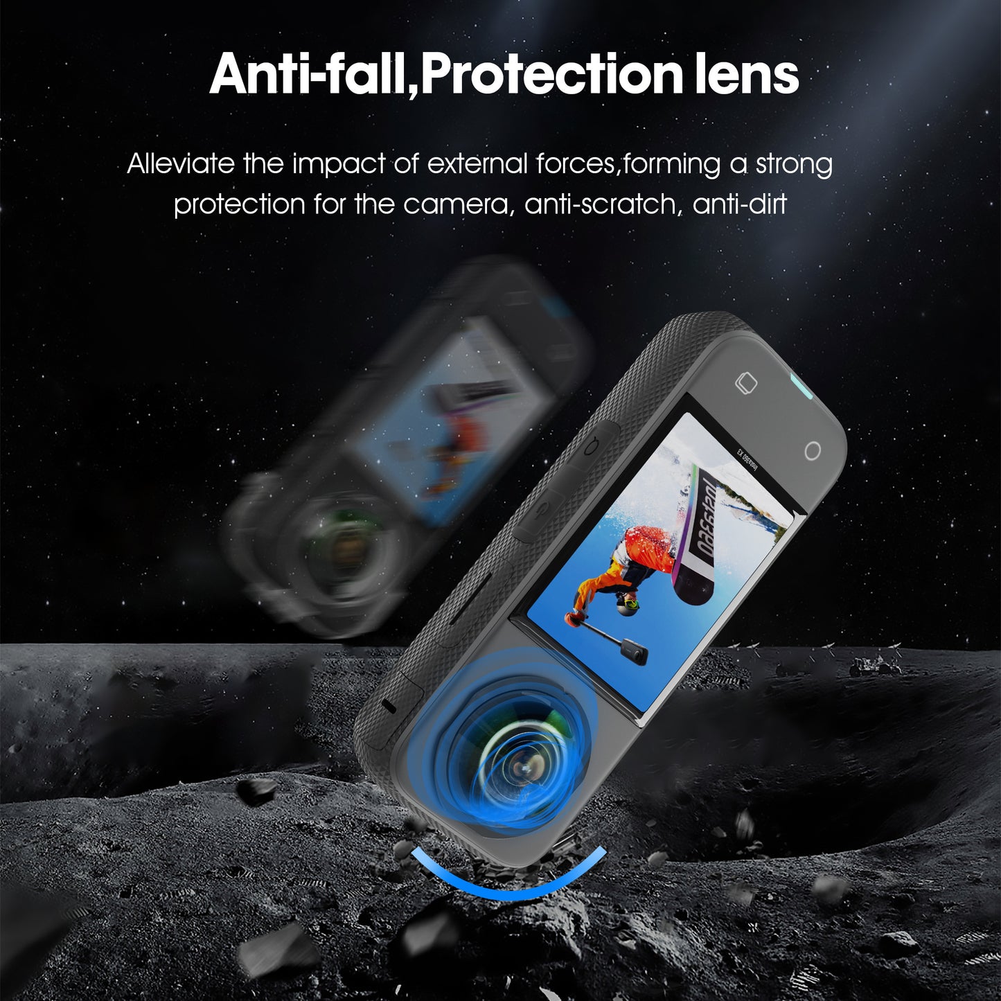 Uniqkart 1114560 For Insta360 X3 Front + Rear Camera Lens Guard Anti-scratch Clear PC Protective Cover