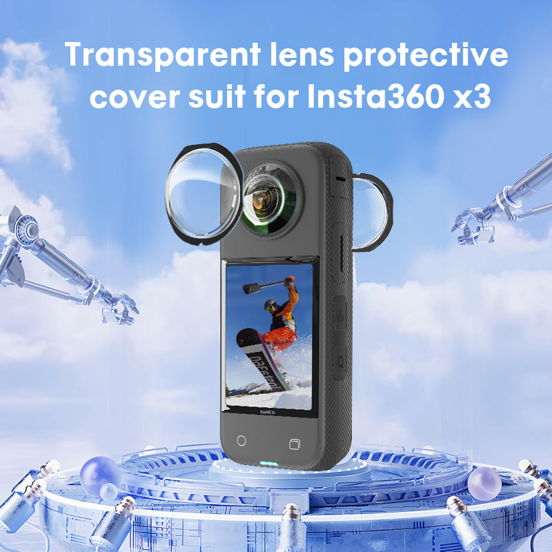 Uniqkart 1114560 For Insta360 X3 Front + Rear Camera Lens Guard Anti-scratch Clear PC Protective Cover