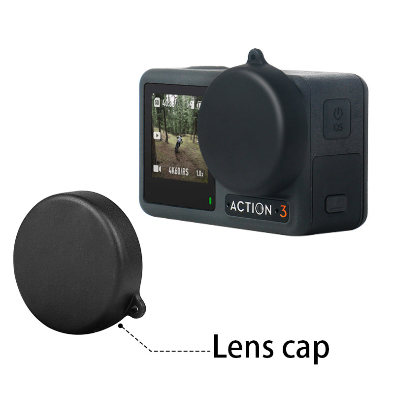 Uniqkart for DJI Osmo Action 3 Sports Camera Lens Cover Tempered Glass Screen Protector Set