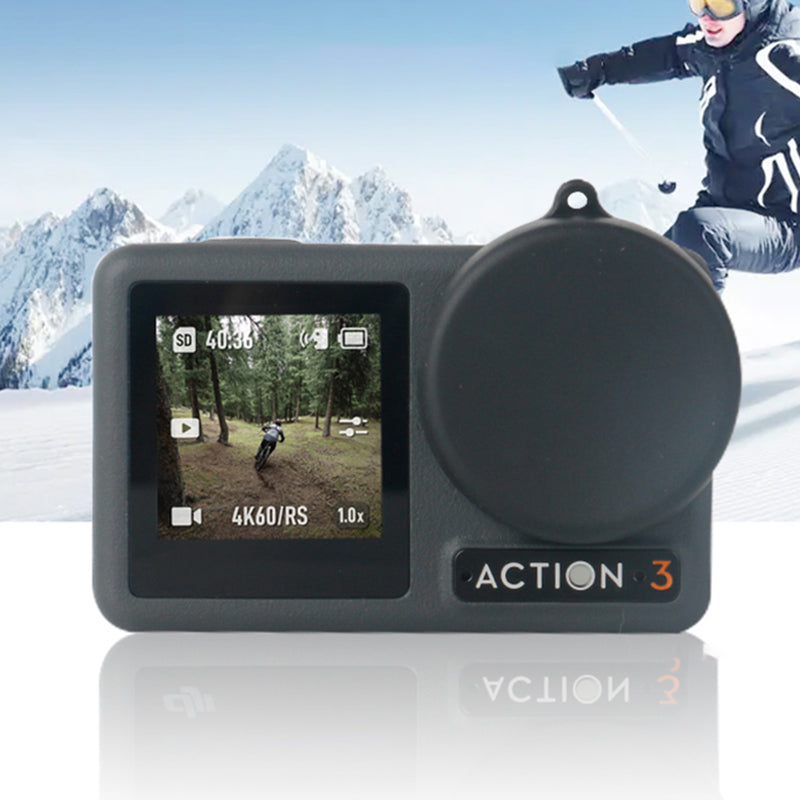 Uniqkart for DJI Osmo Action 3 Sports Camera Lens Cover Tempered Glass Screen Protector Set