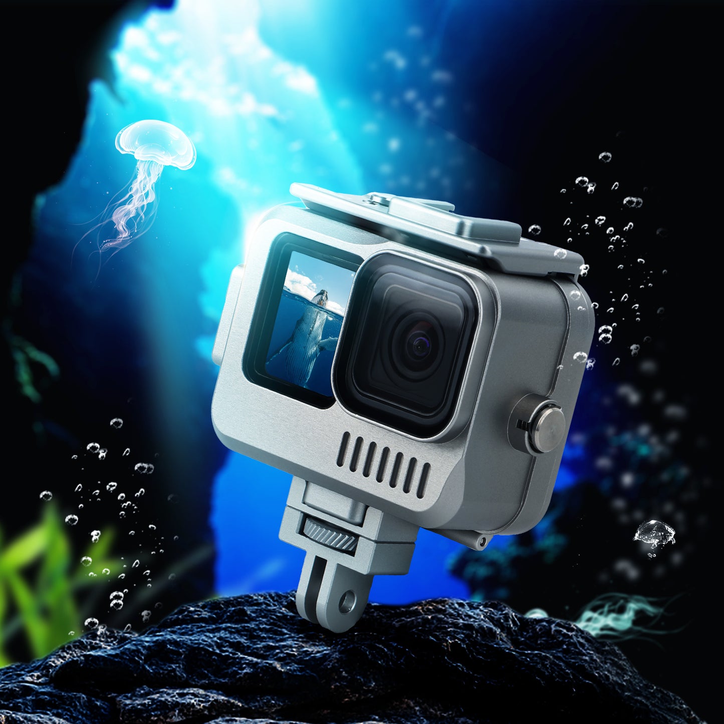 Uniqkart GO-FS563 For GoPro Hero 9 / 10 / 11 Aluminum Alloy Waterproof Case Anti-Scratch Protective Cage