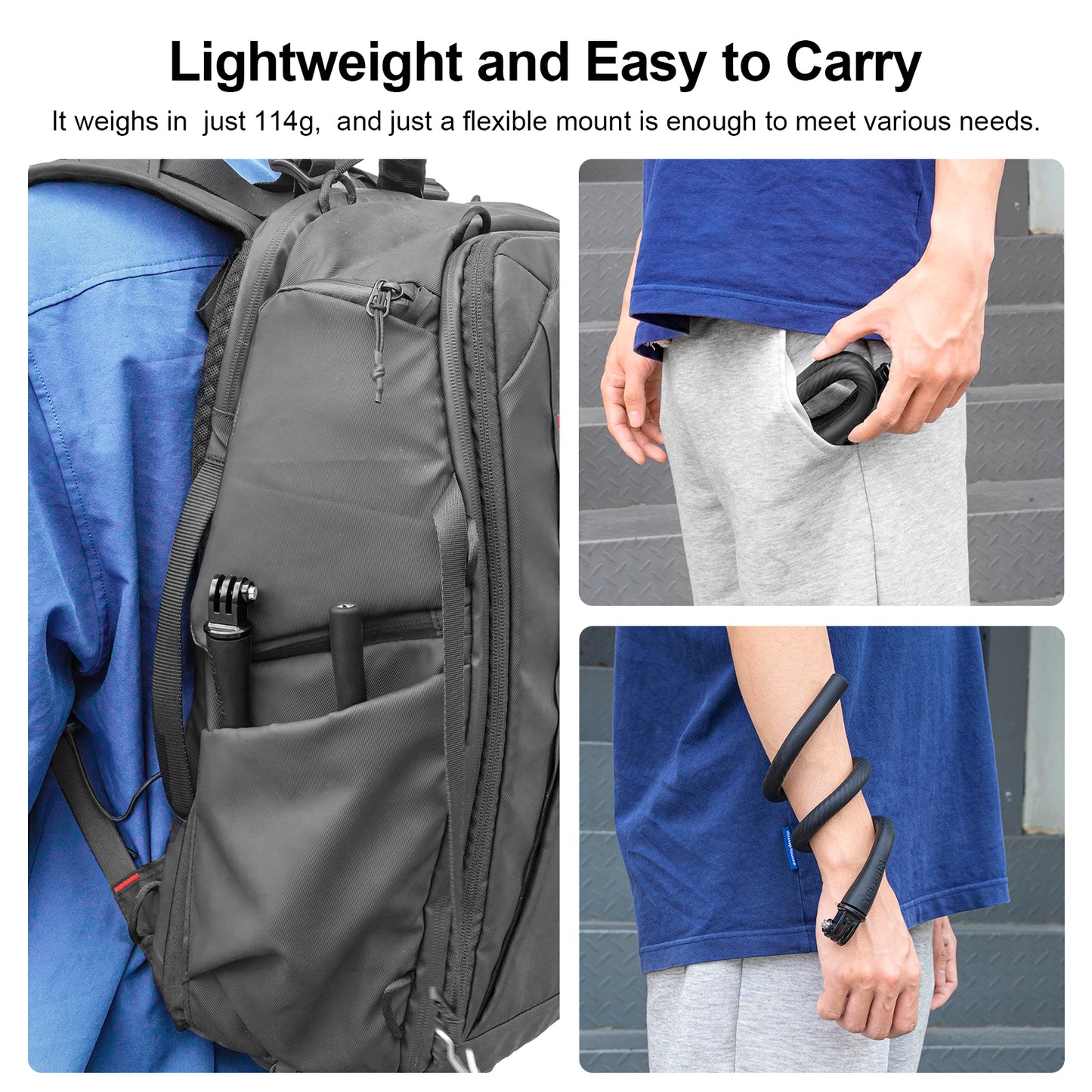 Uniqkart TE-FM-003 Flexible Bracket Set with Phone Clip Action Camera Adapter Holder Selfie Stick Phone Stand