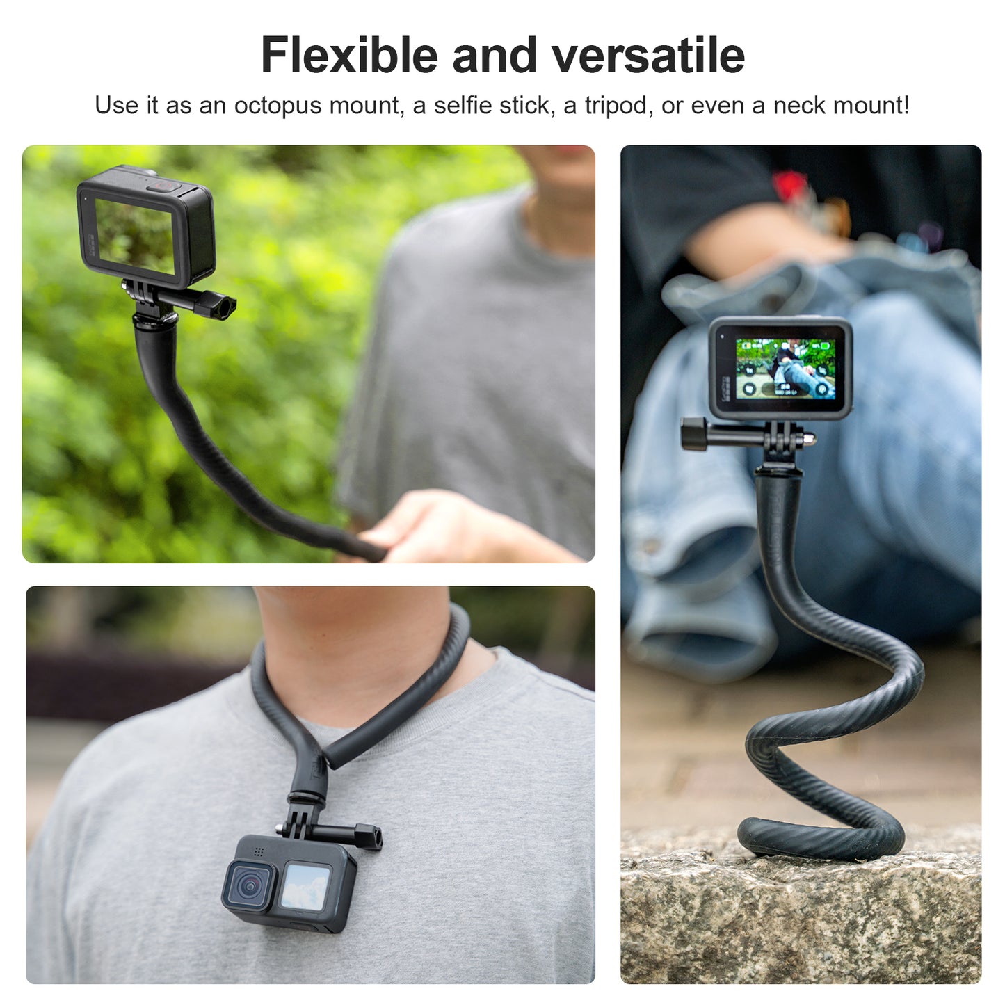 Uniqkart TE-FM-002 Flexible Phone Mount Adapter Holder for GoPro, DJI Action Camera Selfie Stick Phone Bracket
