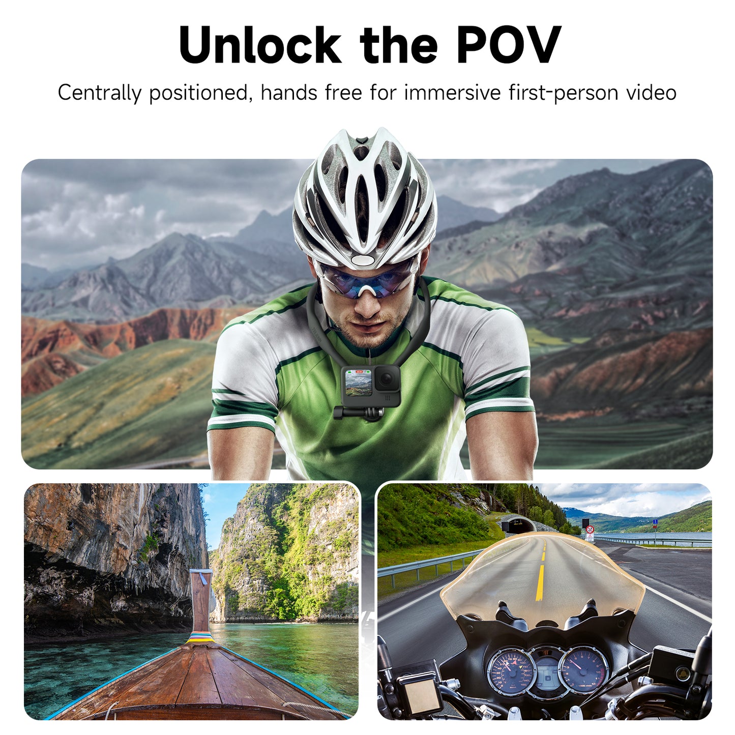 Uniqkart TE-HNB-003 Sports Camera Flexible Holder for GoPro Hero 11 / 10 / 9 Action Camera Neck Mount Bracket