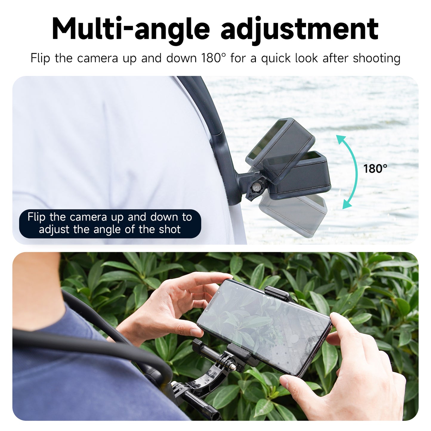 Uniqkart TE-HNB-003 Sports Camera Flexible Holder for GoPro Hero 11 / 10 / 9 Action Camera Neck Mount Bracket