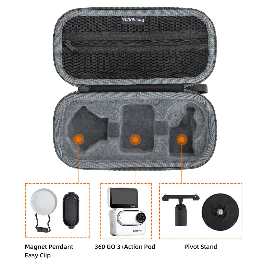 Uniqkart IST-B589 Storage Bag for Insta360 GO 3 Action Camera Fabric+Suede Carrying Case