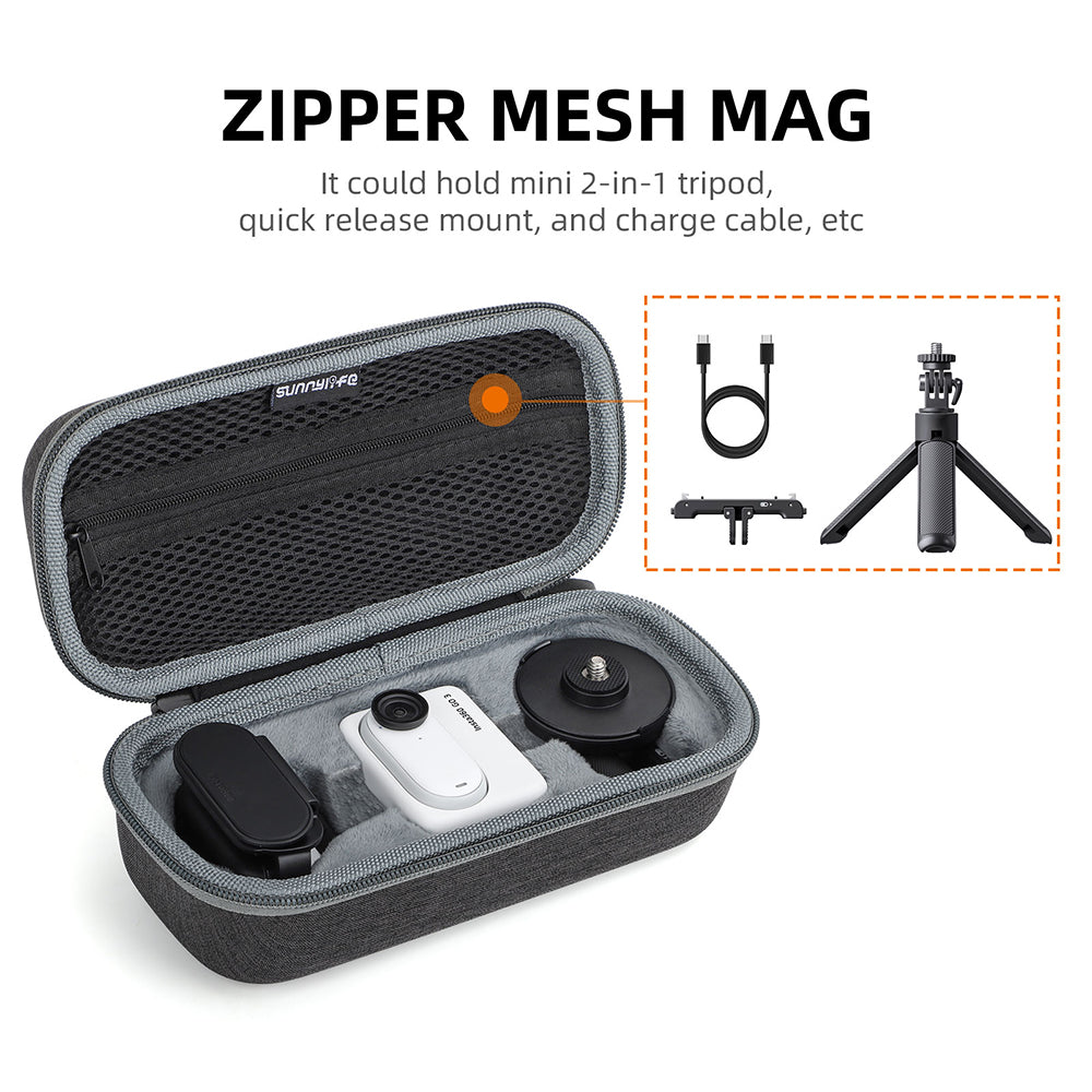 Uniqkart IST-B589 Storage Bag for Insta360 GO 3 Action Camera Fabric+Suede Carrying Case