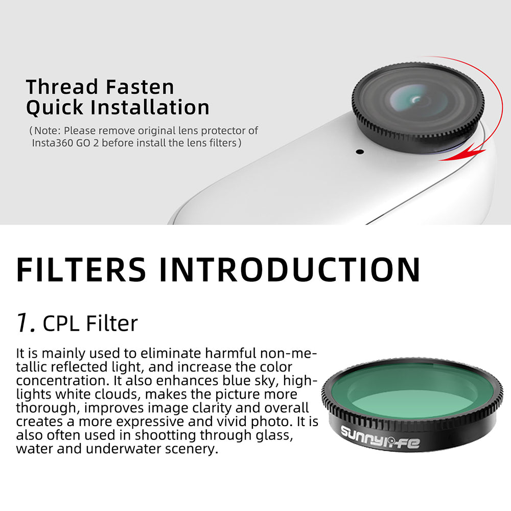 Uniqkart IST-FI9313 for Insta360 GO 3 / GO 2 Camera Lens Filter CPL Multi-Coated Optical Glass Photography Filter