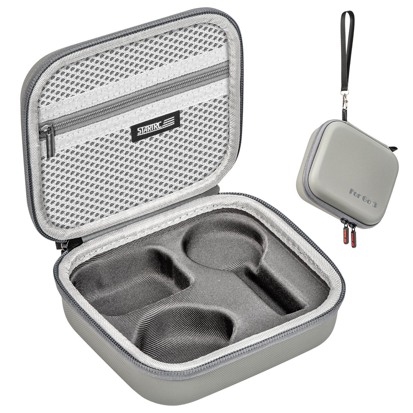 Uniqkart 1123807 PU Leather Storage Bag for Insta360 GO 3 Camera Carrying Case Shockproof Box Travel Handbag - Grey