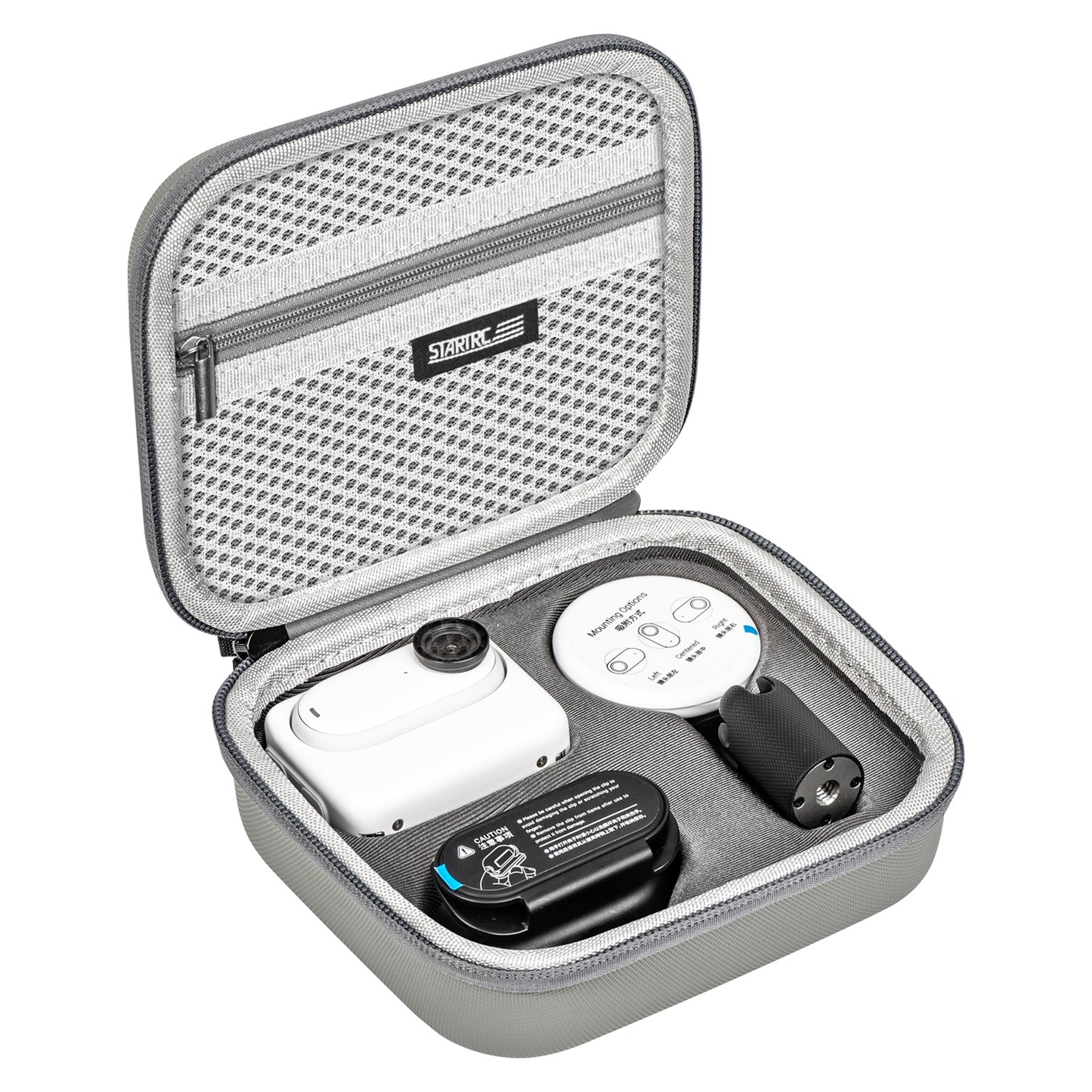 Uniqkart 1123807 PU Leather Storage Bag for Insta360 GO 3 Camera Carrying Case Shockproof Box Travel Handbag - Grey