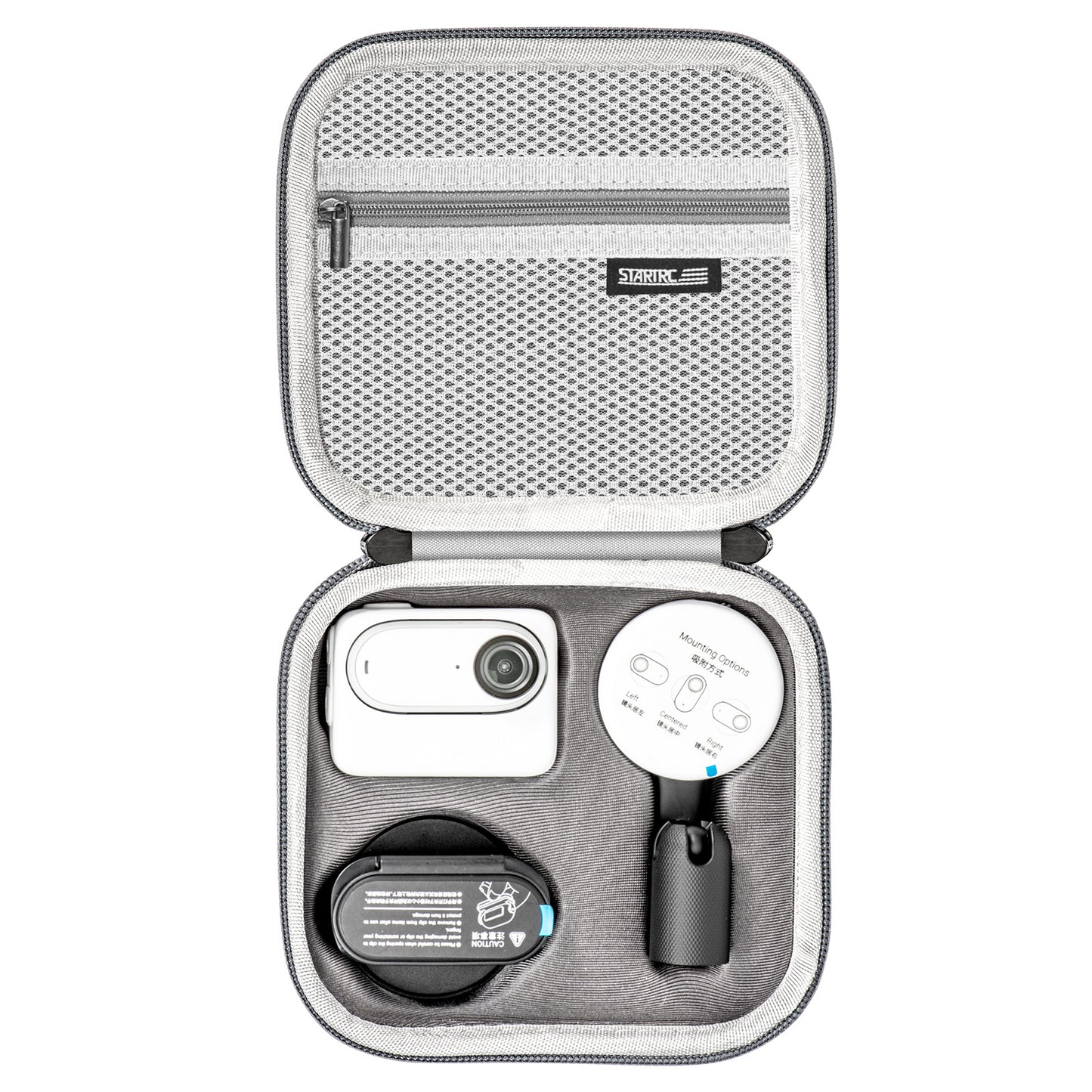 Uniqkart 1123807 PU Leather Storage Bag for Insta360 GO 3 Camera Carrying Case Shockproof Box Travel Handbag - Grey