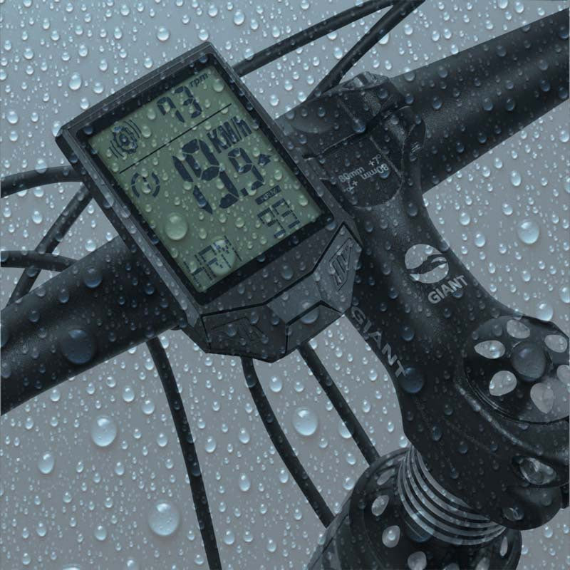 XH-BC335-LCD Wireless Bike Computer Heart Rate Cadence Sensor Multifunctional Waterproof LCD Screen Cycling Computer - Black